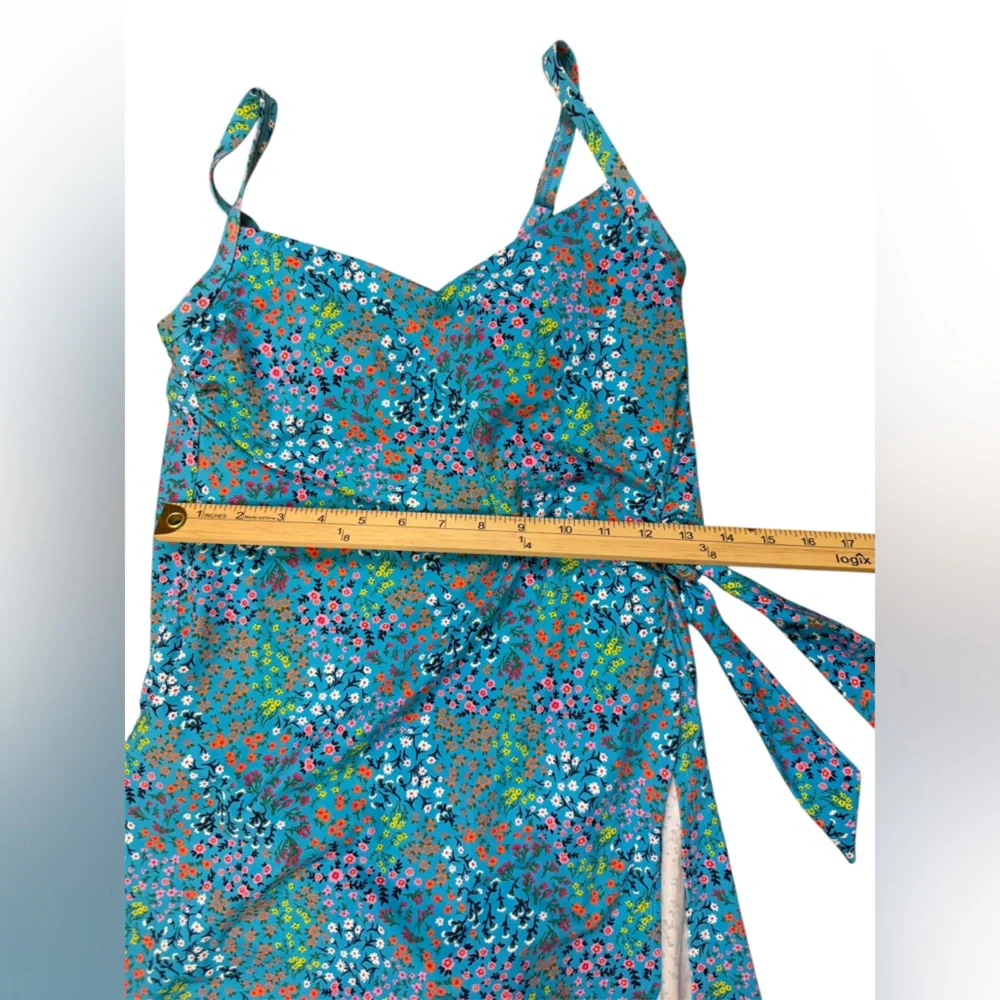 Lands' End women’s one piece swimsuit swim dress 2 blue floral - Picture 6 of 8